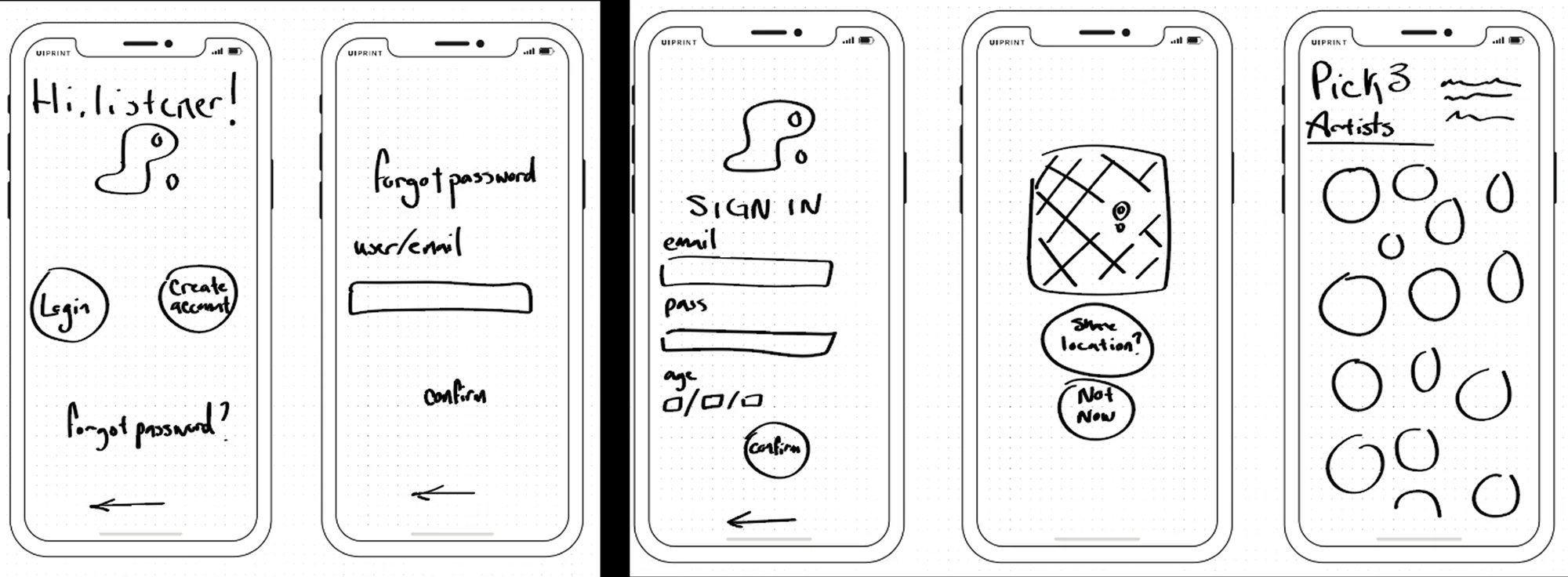 Paper sketches of Petri screens, set 2